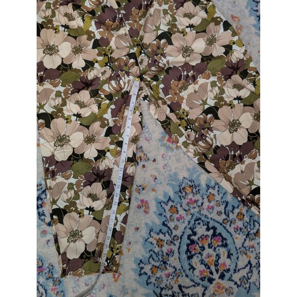 NWT R&K Original Earth Tone Cotton Blend Floral Print Pull On Cropped Pants - 24 - Picture 9 of 11